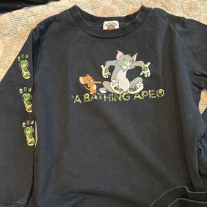 Bape black Boys' x Tom & Jerry Long-Sleeve Graphic T-Shirt